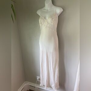 Victorias secret cream bridal silk small sheer beaded maxi